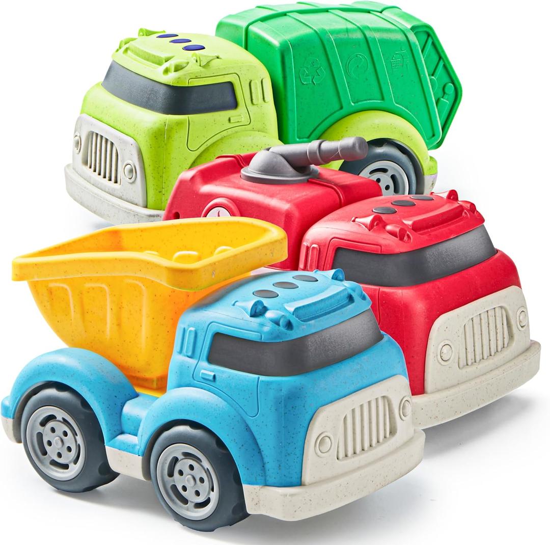JOYIN 3 Pack 6.7" Big Trucks for Toddlers Includes Garbage, Dump and Fire Truck, Car Toys Gift for Kids, Easter Christmas Birthday Gifts for Boys Girls