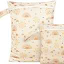 2 Sizes Wet Bags, Waterproof Storage Bag for Baby Diapers and Pump Parts, Reusable Diaper Bag with Zippered Pockets and Handle, Travel Bags, Beach, Pool, Gym Bag for Swimsuits & Wet Clothes, Set of 2