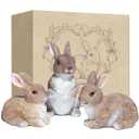 3 Pcs Bunny Decor Figurines Garden Decorations, Cute Bunny Yard Statues Outdoor, Easter Rabbit Statues, Hand-Painted Resin Animal Figurines for Home Table Decor