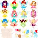 Geetery 24 Pcs DIY Fairy Art Crafts Kit Creative Make Your Own Fairy Felt 3D Sticker Puzzle for Kids Toddler Girls Activity Game Birthday Gifts Party Decoration