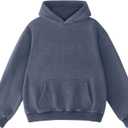FAIABLE Mens Hoodies Oversized Unisex Acid Wash Hoodie Heavyweight Fleece Vintage Cotton Sweatshirt Men Women Streetwear (Medium, Indigo Blue)