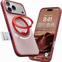 TORRAS for iPhone 17 Pro Case 360 Magnetic Durable Stand O3 Fitness Series, [Fit for MagSafe] [360° Rotating Kickstand] 4X Mil-Grade Shockproof, Camera Control Button, Slim,G-Burgundy Red