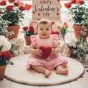 Toddler Baby Girl Valentines Day Outfit Ruffle Sleeveless Heart Plush Suspender Dress Backless Playwear (Rose Red, 12-18 Months)