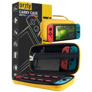 Orzly Carrying Case for Nintendo Switch OLED and Switch Console - Yellow Protective Hard Portable Travel case Shell Pouch for Nintendo Switch Console & Accessories