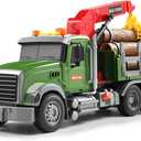 Dwi Dowellin Kids Toys for 3 4 5 6 7 Years Old Boys,15" Large Timber Truck with Loading Crane and 6 Trunks,Birthday Gifts for Boy Toddler Child, Farm Truck