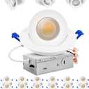Adetu 4 Inch Gimbal LED Recessed Lights, 360+90 Adjustable Directional Recessed Lighting, 2700K/3000K/3500K/4000K/5000K Dimmable Retrofit Eyeball Can Lights with Jbox, ETL, White, 12 Pack