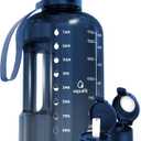 AQUAFIT 64 oz Water Bottle with Time Marker - Straw & Chug Lid - BPA Free Half Gallon Gym Water Bottle with Handle - Big Gallon Jug (Nebula, 64 Ounces)