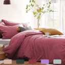 Old Pink Duvet Cover Queen Size 3 Pcs Mauve Duvet Cover Set Soft Microfiber Minimalist Style Solid Color Comforter Cover with Zipper Corner Ties (No Comforter) (Desert Rose)