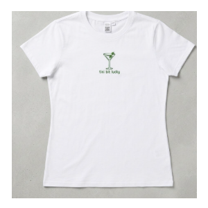 Tini Bit Lucky Funny Martini 8 Ball Patricks Day T-Shirt, XS Ladies