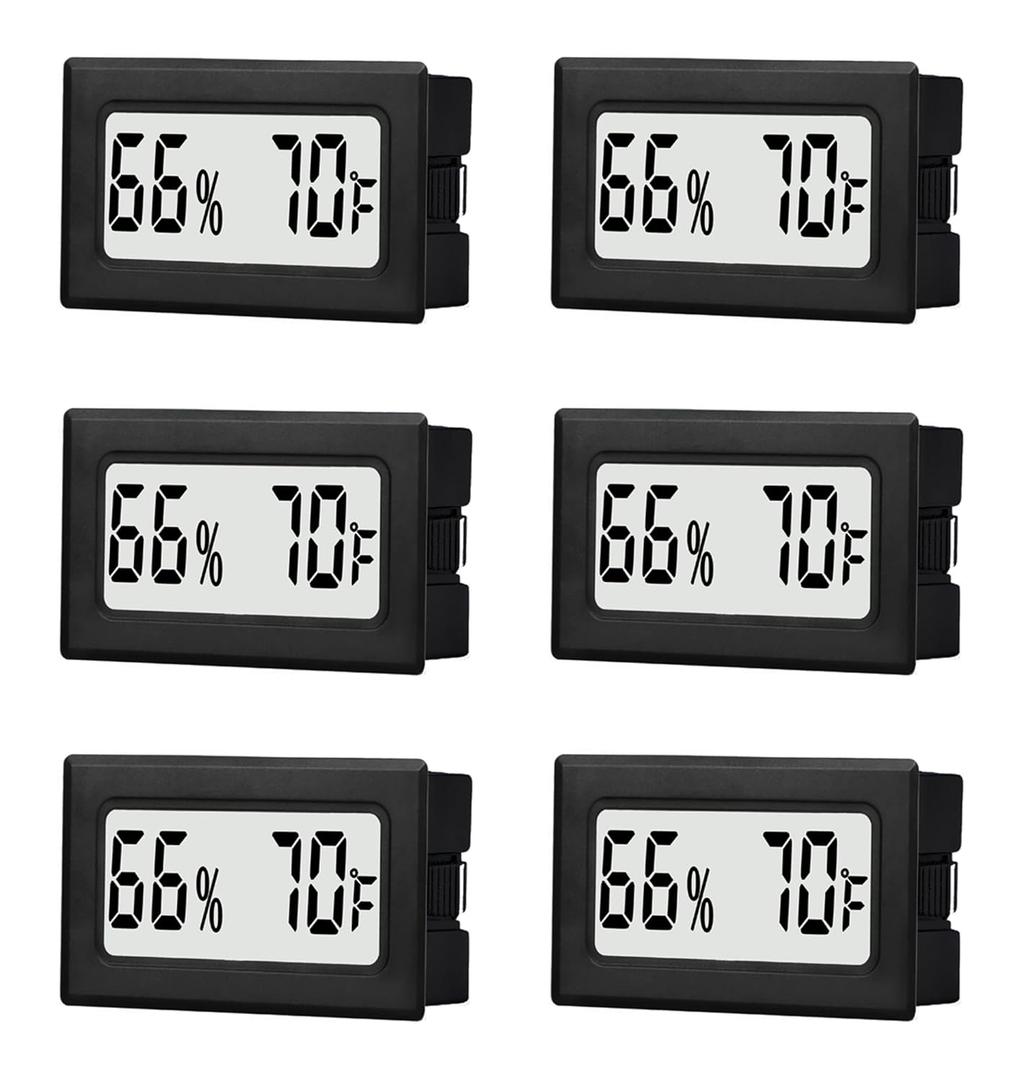 6 Pack Mini Small Digital Hygrometer Thermometer Indoor Temperature and Humidity Meter Gauge with Temp Humidity Sensor Monitor Fahrenheit () for Jars,Home,Room