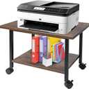 Printer Stand, Under Desk Printer Table with Wheels, 2 Tier Industrial Mobile Printer Table with Storage Shelf, Rolling Printers Cart Holder for Home, Office, Rustic Brown and Black