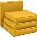 Patio Chair Cushions 22 x 22 x 4 Inch Waterproof Outdoor Seat Cushions for Patio Furniture, Outdoor Sofa Couch Pads with Ties & Handle, Set of 4, Yellow