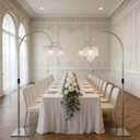 Heavy Duty Half Wedding Arch Backdrop Stand with Hooks Adjustable 5.6-7.6FT, Adjustable Height 5.58–7.55FT