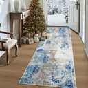 Merelax 2x6 Entryway Long Runner Area Rug, Blue Washable Modern Abstract Entry Rugs for Kitchen Bedroom Hallways Living Room, Non Slip Carpet for Indoor Door High Traffic Family Room Decor