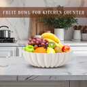 L'ARL GMVOI Large Decorative Bowl - Modern Handicraft Bowls for Home Decor - Fruit Bowl for Kitchen Counter - Key Bowl for Entryway Table - Ruffle Centerpiece Bowl Decor,Artificial Stone White