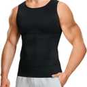 Nebility Shapewear Mens Compression Shirt - Slimming Body Shaper Vest Sleeveless Undershirts Workout Tank Tops (X-Large, Black)
