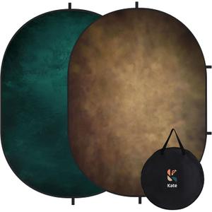 Kate Collapsible Backdrop Pop up Photo Backdrops Foldable Background Portable for Headshot,Portrait Photography,Video,5x6.5ft,Cyan/Brown