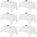 Fitable White Tablecloths for Rectangle Tables, 6 Pack - 70 x 120 Inches - Reusable and Washable Table Clothes for 6-8 Ft Tables, Polyester Fabric Table Covers for Wedding, Party, Banquet