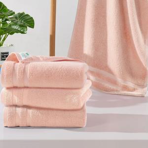 VOOVA & MOVAS Pink Hand Towels Set of 4, 14"x30" - 100% Cotton | Light Weight | Thick 480GSM | Soft | Absorption, Guest Hand Towel Sets for Bathroom & Showering, Coral Pink Bathroom Decor