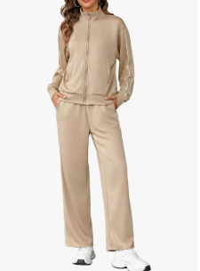 Totatuit Women 2 Piece Lounge Sets Sweatsuit 2025 Fall Long Sleeve Zip Up Sweatshirt Wide Leg pants Tracksuit Travel Outfits S