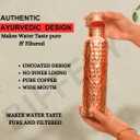 Copper Water Bottle - 34oz - Handcrafted Ayurvedic 100% Pure Copper Water Bottle for Drinking |Men & Women| Leak-Proof Lid BPA Free Non-Insulated & Eco Friendly with Premium Quality for Sport & Travel