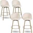 Homy Casa 27.6" Velvet Bar Stool Set of 2 – Soft Cloud-Touch Seat with Curved Back, Wood Grain Metal Legs & Armless Design for Kitchen Island or Home Bar, Beige
