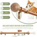TKZTKZ 2 Pack Boho Wood Curtain Rods for Windows 36-88",1 Inch Heavy Duty Wooden Curtain Rod Set of 2,Decorative Rustic Farmhouse Drapery Rods for Bedroom Living Room (Iron Rod with Wood Grain Finish)