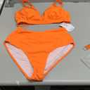 Sexy Ribbed Bikini Set 2 Piece Womens High Waisted V-Cut Cheeky High Leg Tummy Control Longline Swimsuit, Size L