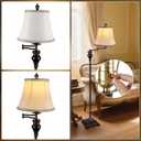 PARTPHONER Vintage Floor Lamps for Living Room,Traditional 350 Adjustable Swing Arm Farmhouse Floor Lamp for Bedroom, Rustic Standing Lamp Pole Lamps for Reading, Home Dcor and Office, Brown