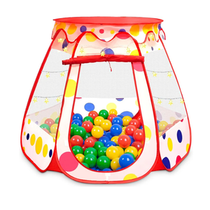 PopUp Princess Tent, Toddler Girl Toys Baby Ball Pit with LED Star Lights, Foldable Kid Play Tent with Carrying Bag, Indoor Outdoor 1 2 3 Year Old Girls Toy Gift for Birthday/Christmas, Red