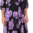 Women's Iris Floral Faux Wrap Midi, Size 14