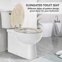 Elongated Toilet Seat Natural Wood Toilet Seat with Zinc Alloy Hinges, Easy to Install also Easy to Clean, Anti-pinch Marble Toilet Seat by Angol Shiold (Elongated, Beige Pink)