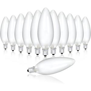 12 Pack Candelabra Light Bulbs 40 Watt 120V B10 Candle Bulbs Replacement E12 Standard Base Clear Dimmable Decorative Light Bulbs for Chandeliers Ceiling Fan Fireplace