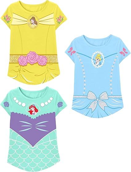 Disney Princess Girls T-Shirt (Sets) Jasmine Ariel Tiana Snow White Belle Rapunzel Cinderella Mulan Aurora Moana Clothes 4T