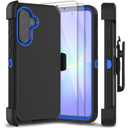 Leptech for Samsung Galaxy A36 5G Case with 2 Pack Tempered Glass Screen Protector, [Belt Clip Holster Series] Full-Body Heavy Duty Shockproof Protective Phone Cover (Dark Green/Black)