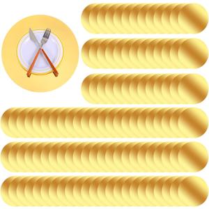 100PCS Round Paper Placemats, 13" Disposable Paper Placemats for Dining Table, Mirrored Gold Table Mats for Dining Wedding Table Decoration Home Banquet New Years Festive Party Birthday Holiday