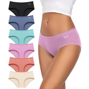 TANSTC Womens Underwear Low Rise Cotton Hipster Panties Soft Stretch Briefs Breathable Ladies Underpants 6 Pack, L