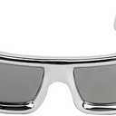 Futuristic Rectangle Sunglasses, Frosted White Frame, Gray Lenses (Transparent)