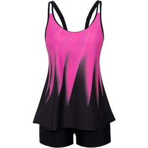 Arolina Tankini Swimsuits for Women Tummy Control Two Piece Bathing Suits Flowy Swim Tops with Boy Shorts, Rose Red, Large Size