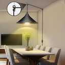 LYOOWNG Plug in Pendant Light, Bigger Hanging Lights with Plug in Cord On/Off Switch, 13FT Industrial Plugin Hanging Light, Vintage Pendant Lights Fixture, Big Black