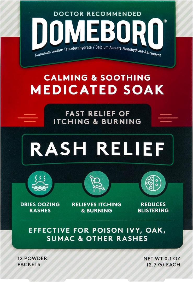 Domeboro Medicated Soak Rash Relief (Burows Solution), 12 Count (Pack of 1) - Packaging May Vary