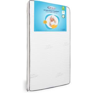Graco 6-Inch Dual-Comfort Crib & Toddler Mattress - GREENGUARD Gold, CertiPUR-US Certified Foam, Machine Washable Cover with 100% Waterproof Surface, Fits Standard Full Size Baby Crib and Toddler Bed, 52x28x6 Inch