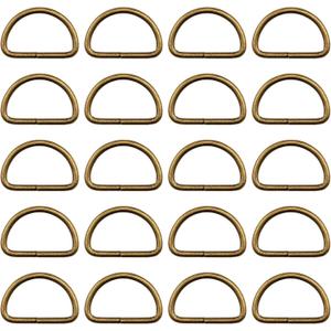 Swpeet 150Pcs 3/4 Inch - 20mm Bronze Multi-Purpose Metal D Ring Semi-Circular D Ring for Hardware Bags Ring Hand DIY Accessories (Bronze, 3/4 Inch)