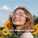 Bluetooth Audio Smart Glasses, Smart Wireless Headphone Sunglasses for Men and Women,Built-in Mic & Speakers,Magnetic Charging (White-Pink)