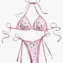 SOLY HUX Bikini Sets for Women Halter Triangle Tie Side Bikini Two Piece Bathing Suits Swimsuit, XS Size