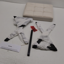 White Velvet Makeup Vanity Stool with Metal Legs, 18 inch High Ottoman Footrest for Living Room Bedroom Entryway Office