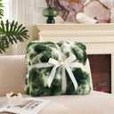 Cozy Bliss Faux Fur Throw for Couch, Fuzzy Soft Plush Thick Bubble Blanket for Sofa Bedroom Living Room, 50x60 Inches Tie-dye Olive Green