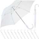 Hillban 12 Pcs Umbrella DIY Second Line Umbrella Parasol for Wedding Bridal Masquerade Party Accessories (Black Gold,Full 32 Inch Arc) (White)