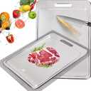 100% Pure Titanium Cutting Board with Groove, Scratch Resistant Chopping Board with Non-slip Pad for Kitchen, Titanium Cutting Boards for Vegetables and Meat, Dishwasher safe 12 * 18 IN