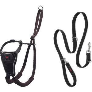 HALTI No Pull Harness Size Medium & HALTI Training Leash Size Large, Black Combination Pack - Stop Your Dog Pulling on The Leash. Adjustable, Lightweight and Easy to Use. Suitable for Medium Dogs